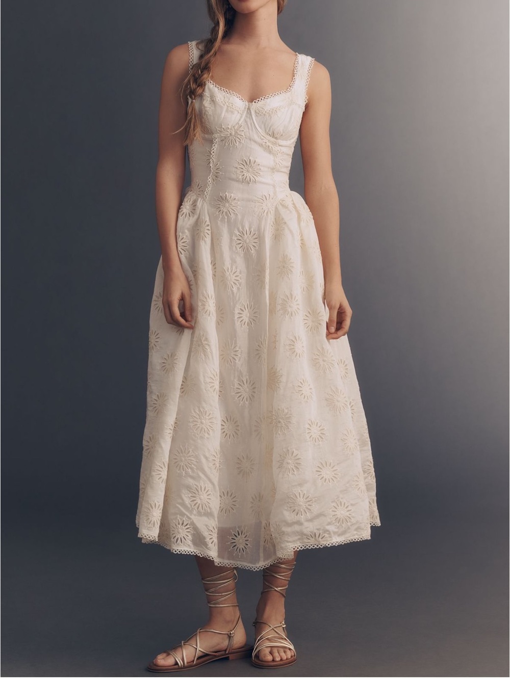 Anthropologie x ASTR Caerwyn Corset Midi Dress in cream